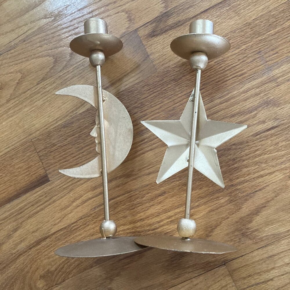 Celestial Moon & Star Candlestick Holders - Set of 2 - Picture 13 of 15